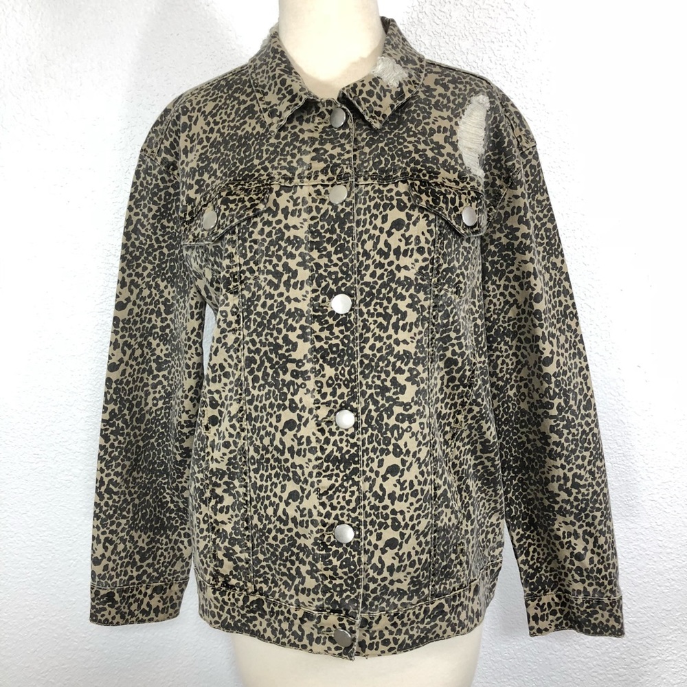 Ashley Mason Distressed Jacket Leopard Print